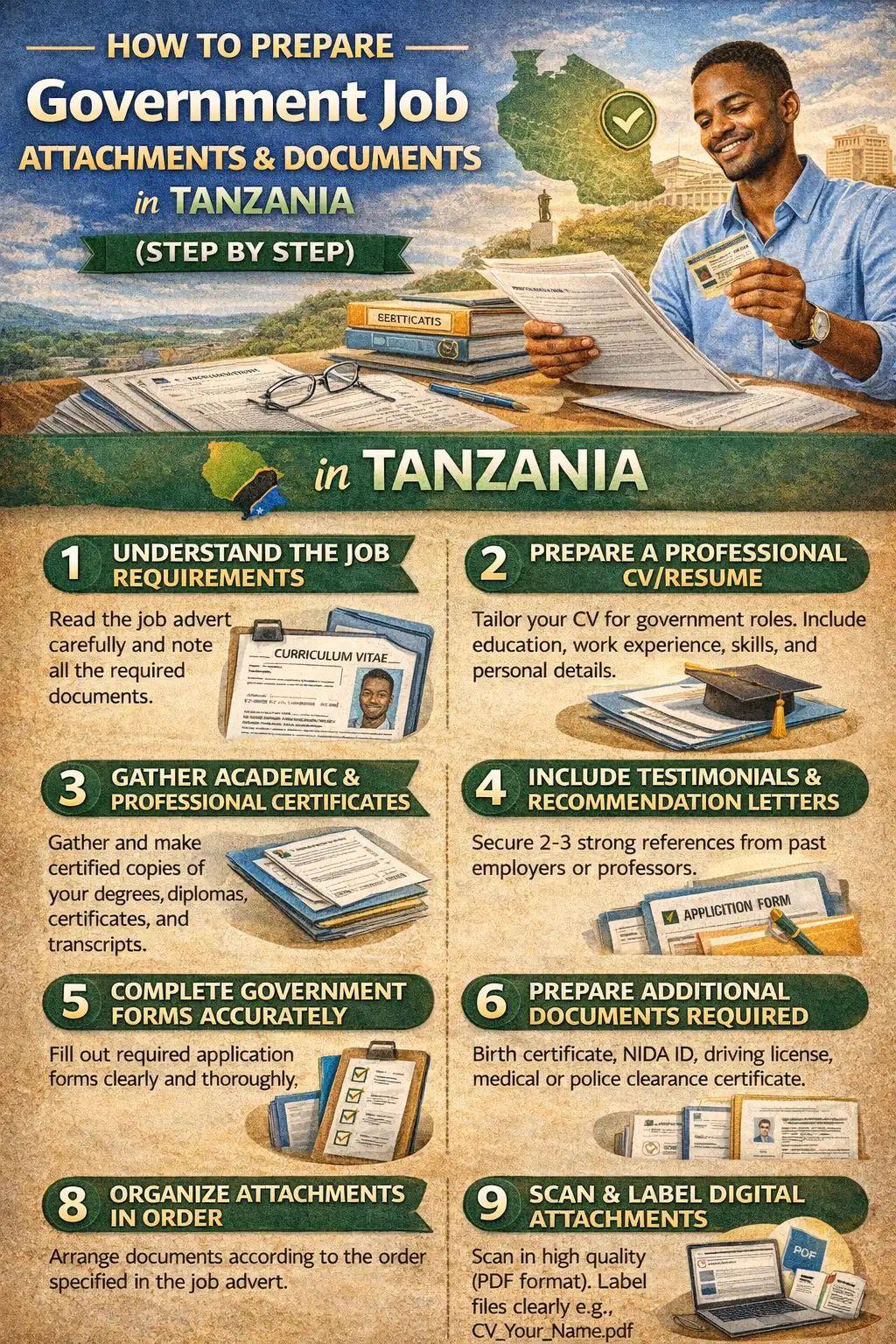 How to Prepare Government Job Attachments & Documents in Tanzania